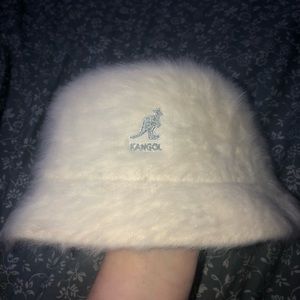 Kangol bucket hat, white, fuzzy, NWT
